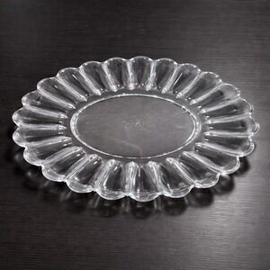 Vintage Clear Pressed Glass Oval Serving Platter Fluted Glass Dish